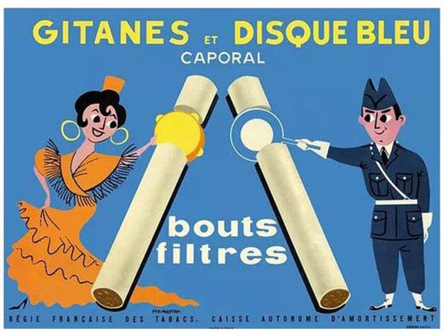 disque bleu cigarettes where to buy Gitanes & Disque Bleu Caporal Cigarettes Poster, 1960