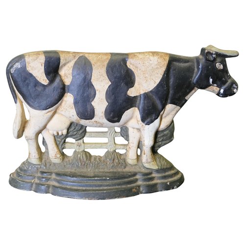 Cold Painted Cast Iron Cow Door Stop, 1900s for sale at Pamono