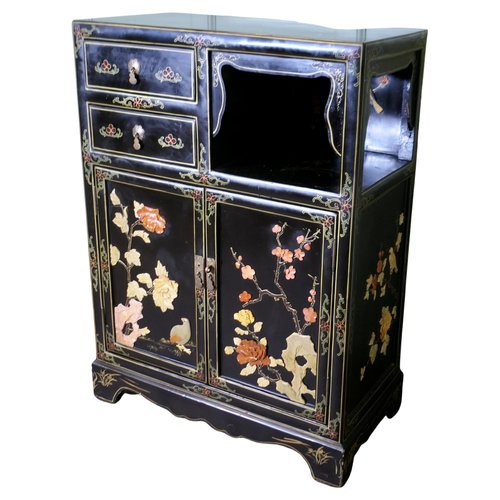 Vintage Chinoiserie Cabinet with Birds and Flowers, 1920 for sale