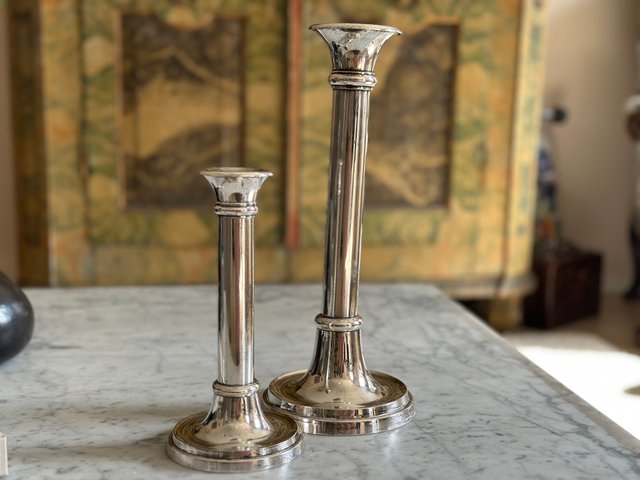 Versilberte Luise Kerzenhalter von Lambert, 1967, 2er Set