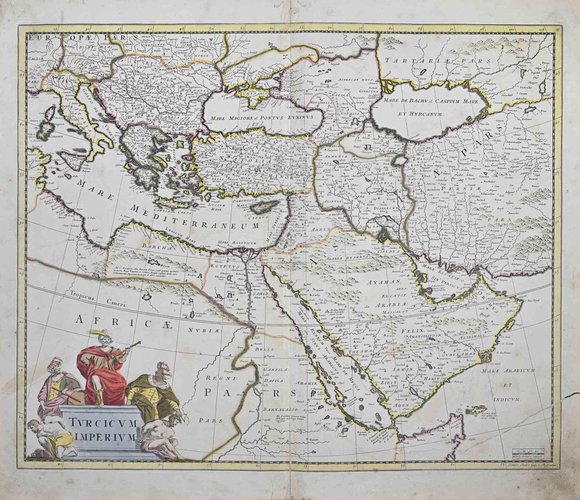 Turcicum Imperium Map Etching by Frederick de Wit, 1680s for sale