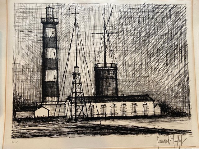 Bernard Buffet, Lighthouse, Original Drypoint Etching for sale at