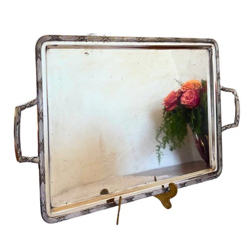 Large Art Deco Silver-Plated Tea Tray by Orfèvrerie H. Beard
