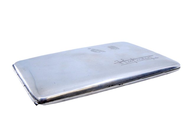 Silver Cigarette Case with Hinged Lid for sale at Pamono