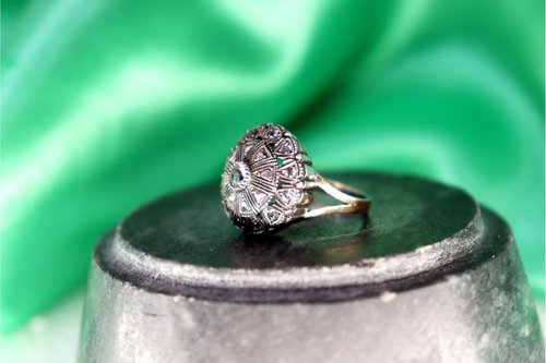 Gold and Silver Shower Ring with Zirconias for sale at Pamono