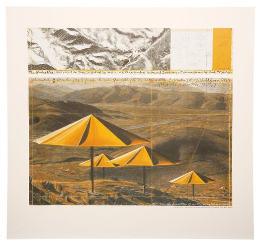Christo, The Umbrellas (Yellow), Color Print, 1991 for sale at Pamono