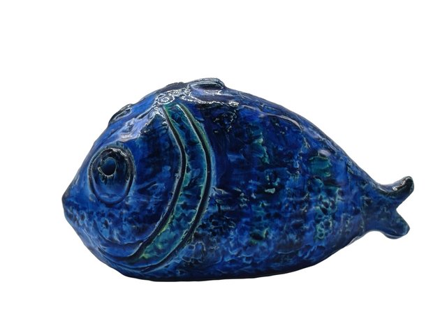 Blue Ceramic Fish by Aldo Londi for Flavia Montelupo Bitossi