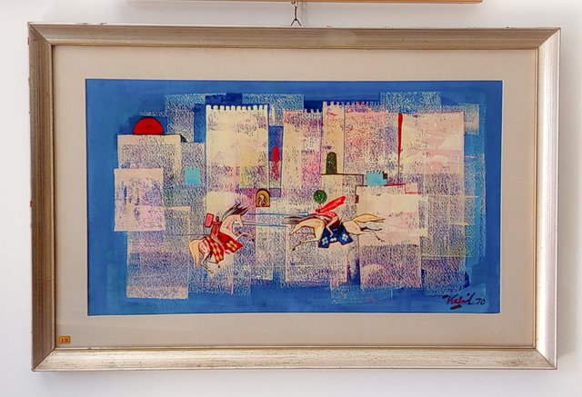 Khaled Al-Rahal, Middle Ages Scene, 1970, Oil on Canvas for sale at Pamono