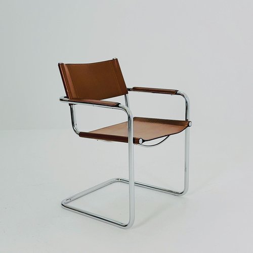 Model MG5 Centro Cognac Leather Chair by Mart Stam Marcel Breuer
