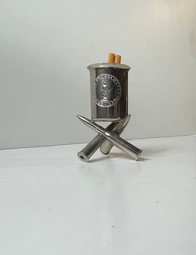 trench art cigarette case Trench Art Cigarette Holder in Silver Plated Brass, 1910s for sale at Pamono