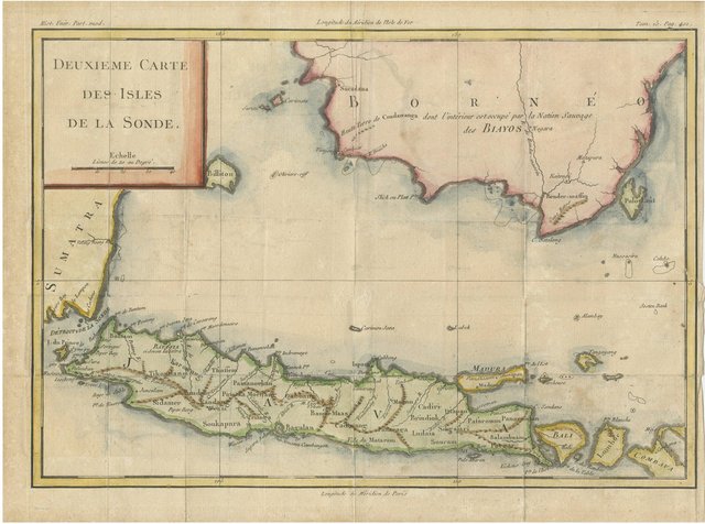 French Map of Java and Bali with Borneo Coast for sale at Pamono