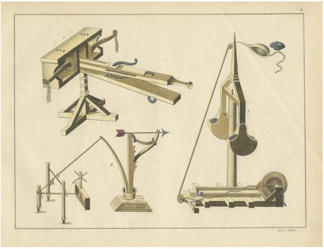 Von Reibisch, Medieval Siege Engines and Catapults, 1842, Print for ...