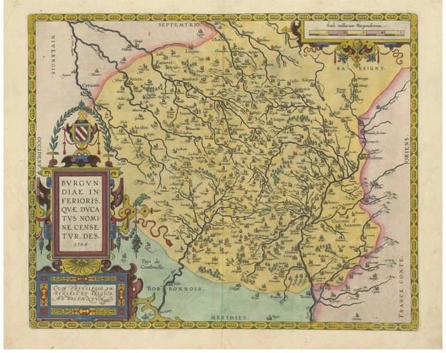 Abraham Ortelius Map of Lower Burgundy, 1584 for sale at Pamono