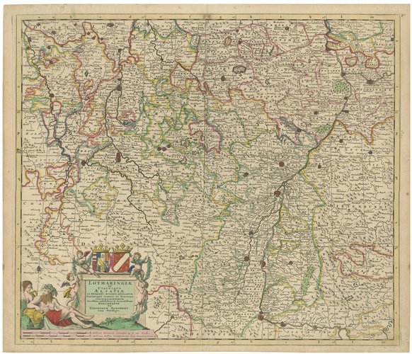 Antique Map of Lotharingia by Danckerts, 1700 for sale at Pamono