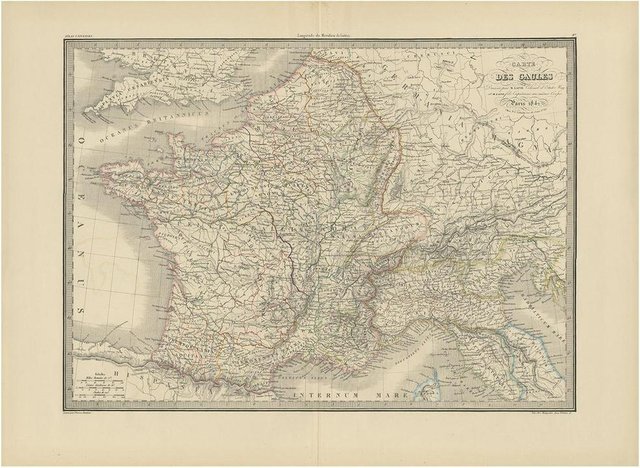 Antique Map of France by Lapie, 1842 for sale at Pamono