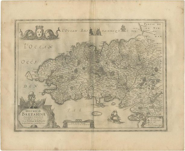 Antique Map of the Region of Bretagne by Janssonius, 1657 for sale at ...
