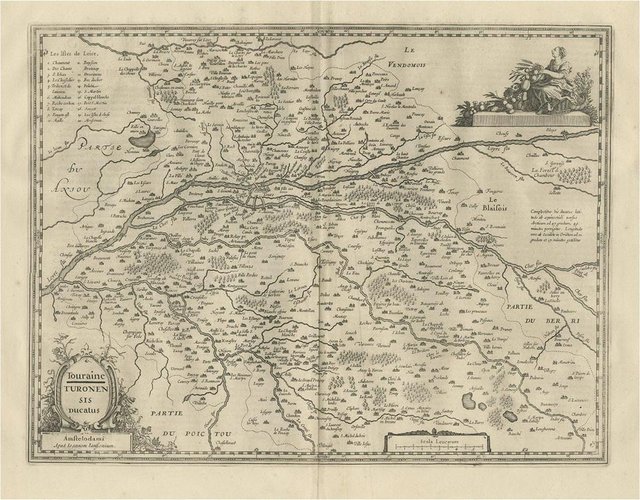 Antique Map of the Region of Touraine by Janssonius, 1657 for sale at ...