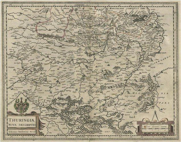 Antique Map of Thuringia by J. Janssonius, 1650 for sale at Pamono