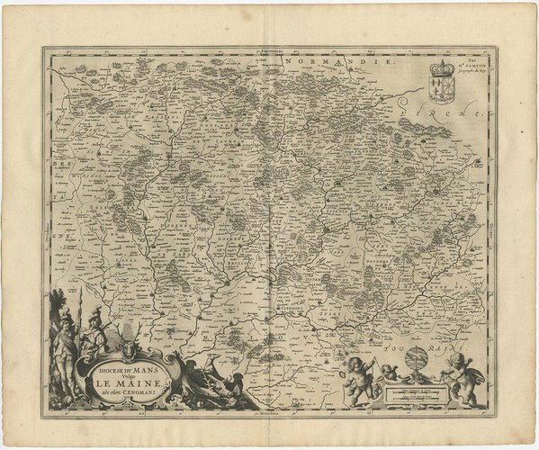 Antique Map of the Maine Region by Janssonius, 1657 for sale at Pamono