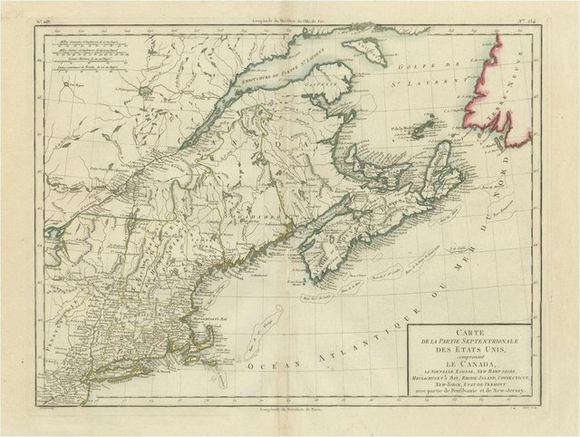 Antique Map of the Northeastern United States and Canada by Tardieu