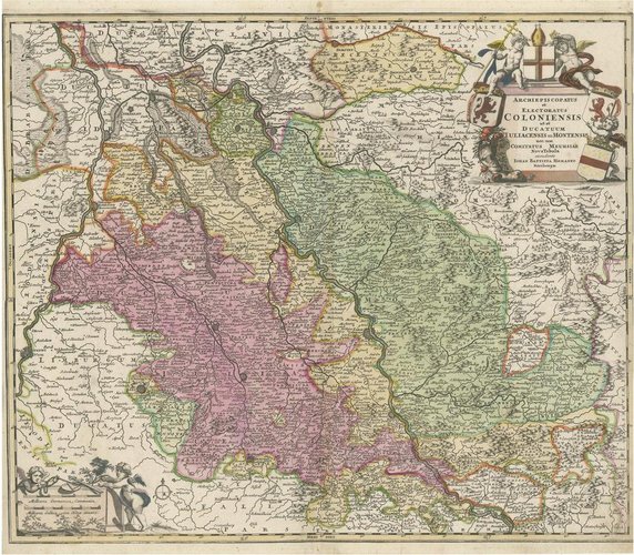 Reine R Map Antique Map of the Rhine Centered on Cologne for sale at Pamono