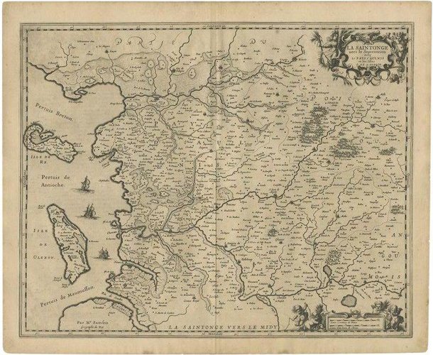 Antique Map of the Region of Saintonge by Janssonius, 1657 for sale at ...