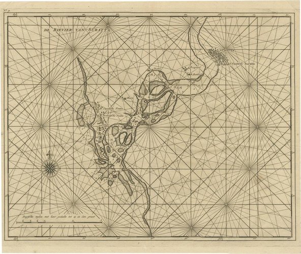 Map of Tapi River, 1726 for sale at Pamono
