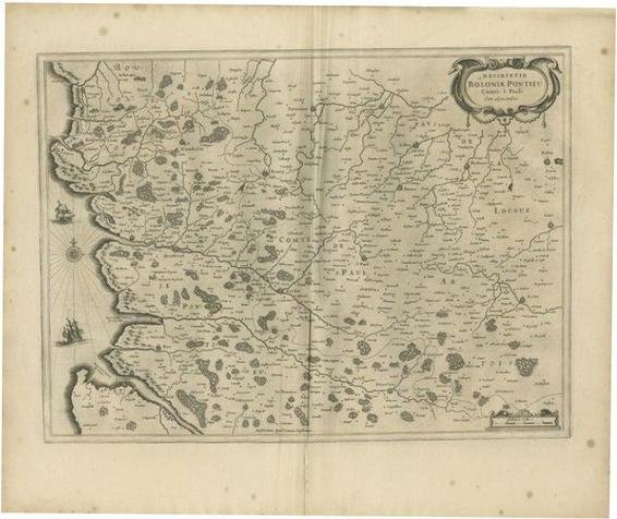 Antique Map of the Coast of Artois by Janssonius, 1657 for sale at Pamono