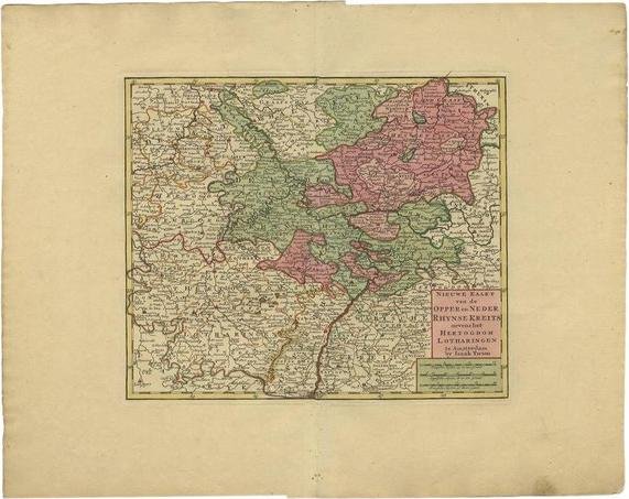 Antique Map of the Rhineland and Lotharingen attributed to C. Tirion ...