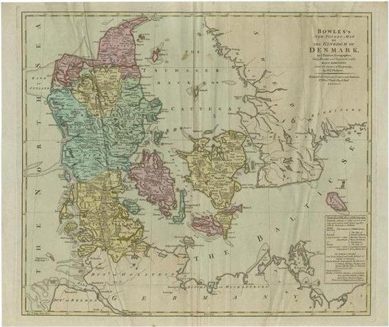 Large Antique Map of Denmark by Bowles, 1780 for sale at Pamono