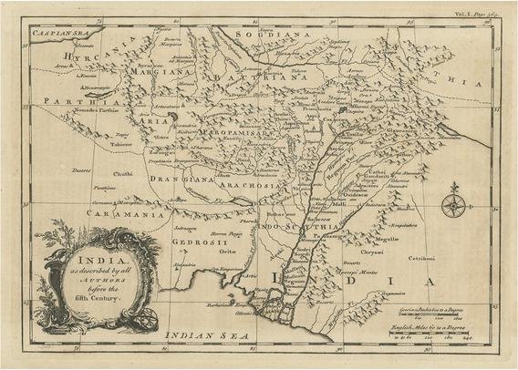 Antique Map of India, 1744 for sale at Pamono