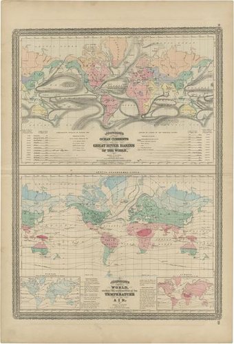 Antique Map of the Ocean Currents and Temperature of Air, 1872 for sale ...