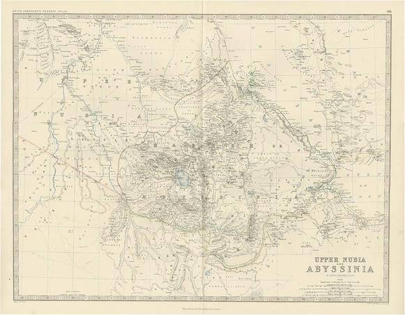 Antique Map of Upper Nubia and Abyssinia by A. K. Johnston, 1865 for ...