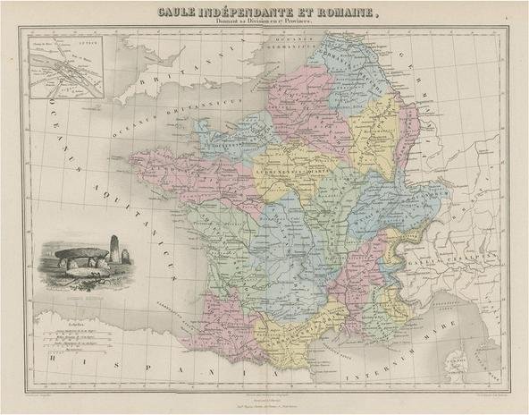 Antique Map of France in Ancient Roman Times, 1880 for sale at Pamono