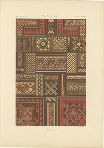 After Racinet, Middle Ages Interlace Motifs Medieval Knotwork Patterns ...
