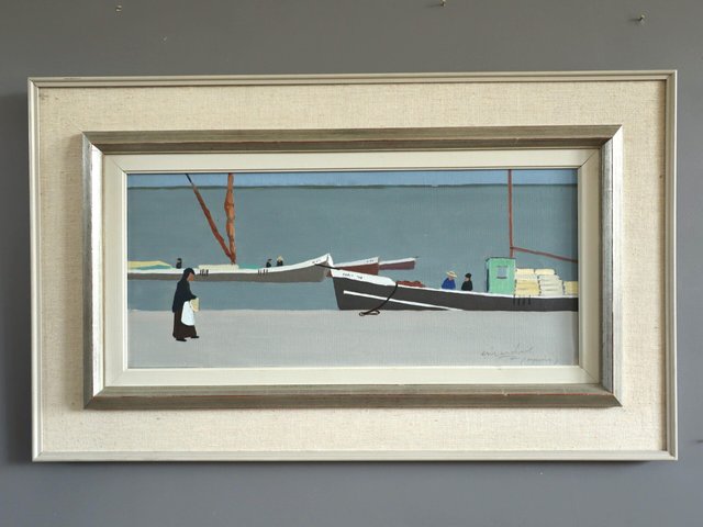 Still Waters, Quiet Shore, Oil Painting, Framed for sale at Pamono
