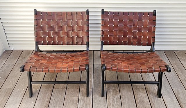 椅子 Olivier De Schrijver Leather Wood Chair pair-of-leather-and-wood-