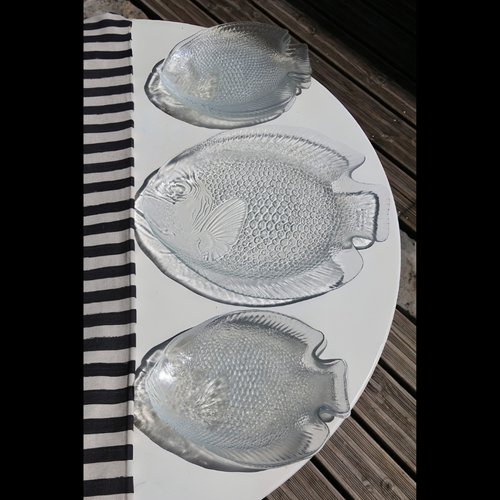 Vintage Fish Service from Arcoroc, France, 1970s, Set of 9 for