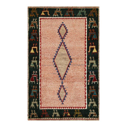 Gabbeh Diamond Pattern Vintage Middle Eastern Red Gabbeh Rug with Diamond Medallions for sale ...