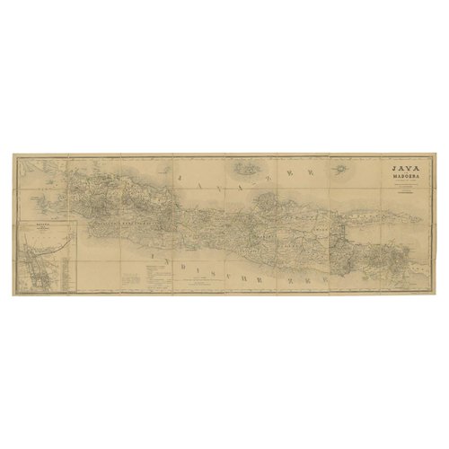 Mapa antiguo grande de Java y Madura con incrustación de Batavia ...