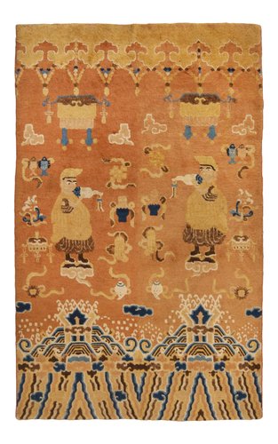 Peking Pattern Antique Peking Rug with Beige-Brown and Blue Pictorial Pattern for sale ...