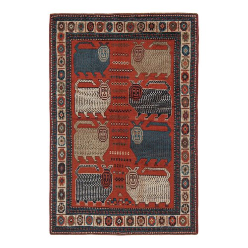 Vintage Tribal Rug in Red with Beige and Blue Pictorials, 1950s for ...