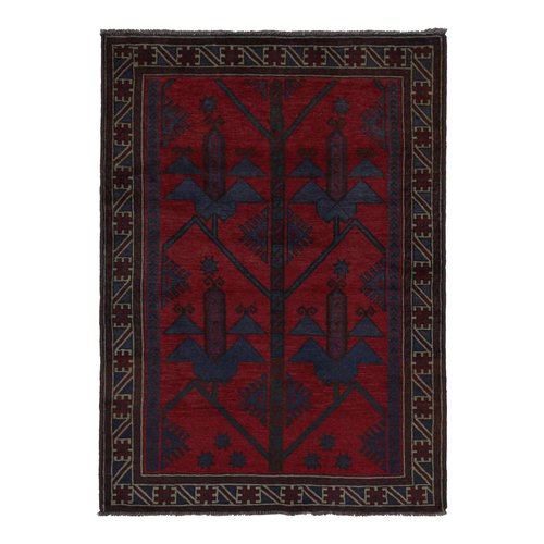 Baluch player rug Vintage Baluch Tribal Rug in Red and Navy Blue