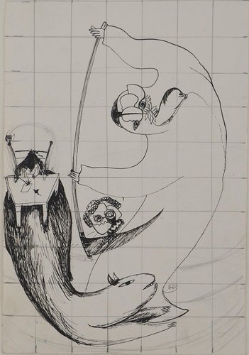 Dessin Original Signé REJEAN 1904 - Abbé à La Machine à écrire Et Son Chat - Cadre Amateur