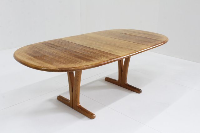 Vintage Danish Oval Extendable Dining Table in Wood from