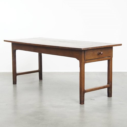 Antique French Farm Chestnut Dining Table with Drawers, Early 19th ...