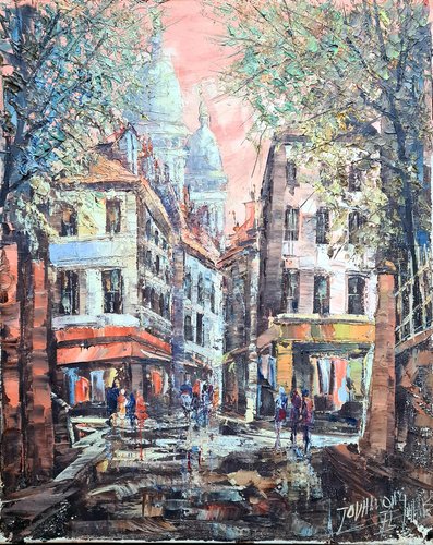 Post Impressionist Sunset in Paris, Basilica of the Sacred Heart