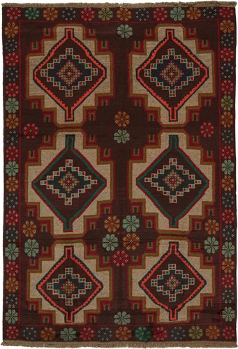 ラグ Afghanistan Baluch Afghan Baluch Tribal Rug in Rust Tones with Geometric Medallions