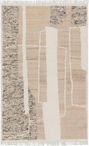 Abstract Flatweave Rug with Cream and Beige Geometric Patterns from R&K ...