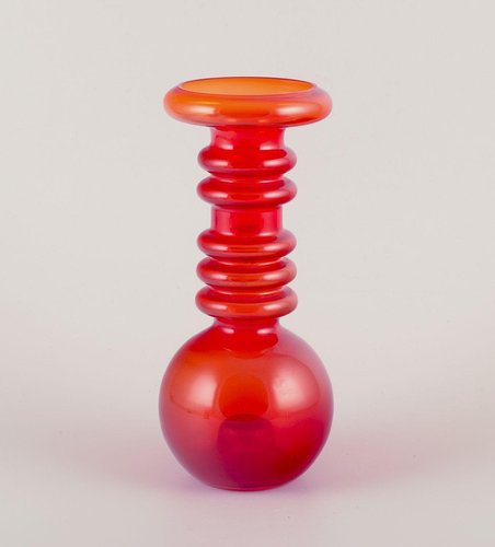 Carmen Vase in Orange Art Glass by Tamara Aladin for Riihimäki